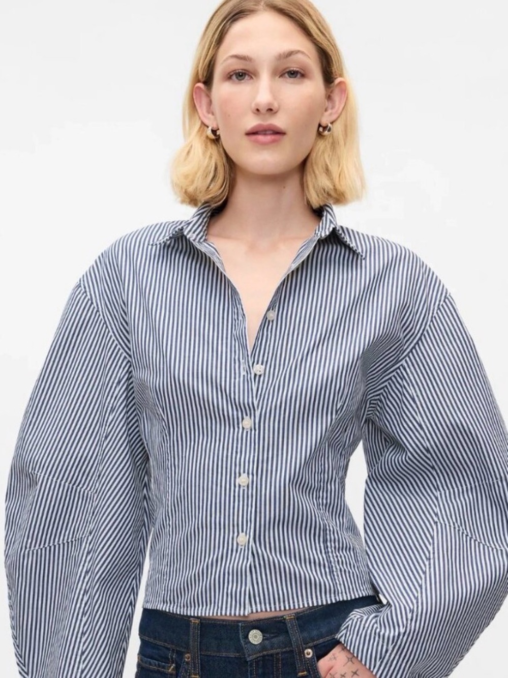 Gap Blue and White Striped Button-Down Shirt